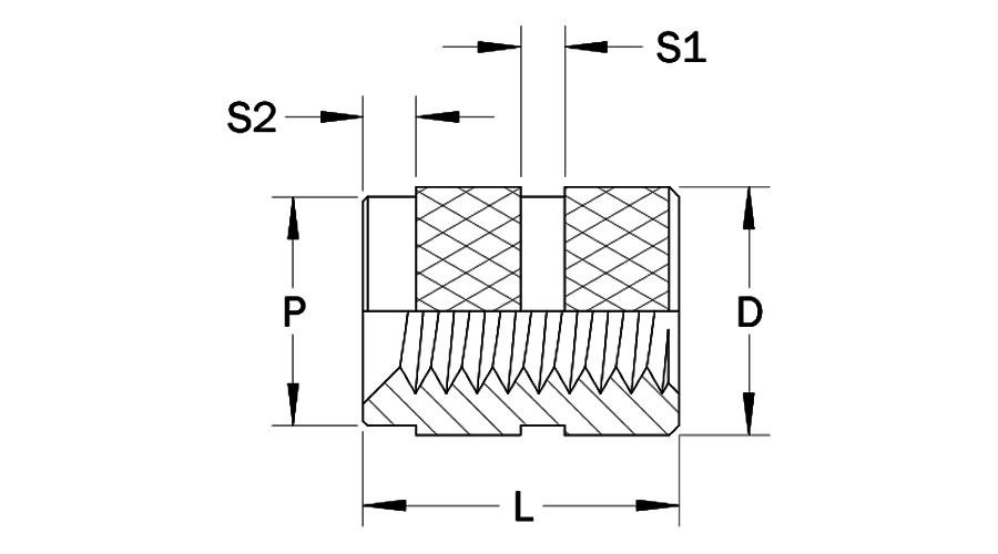 MTZ Insertos moldados de furo passante