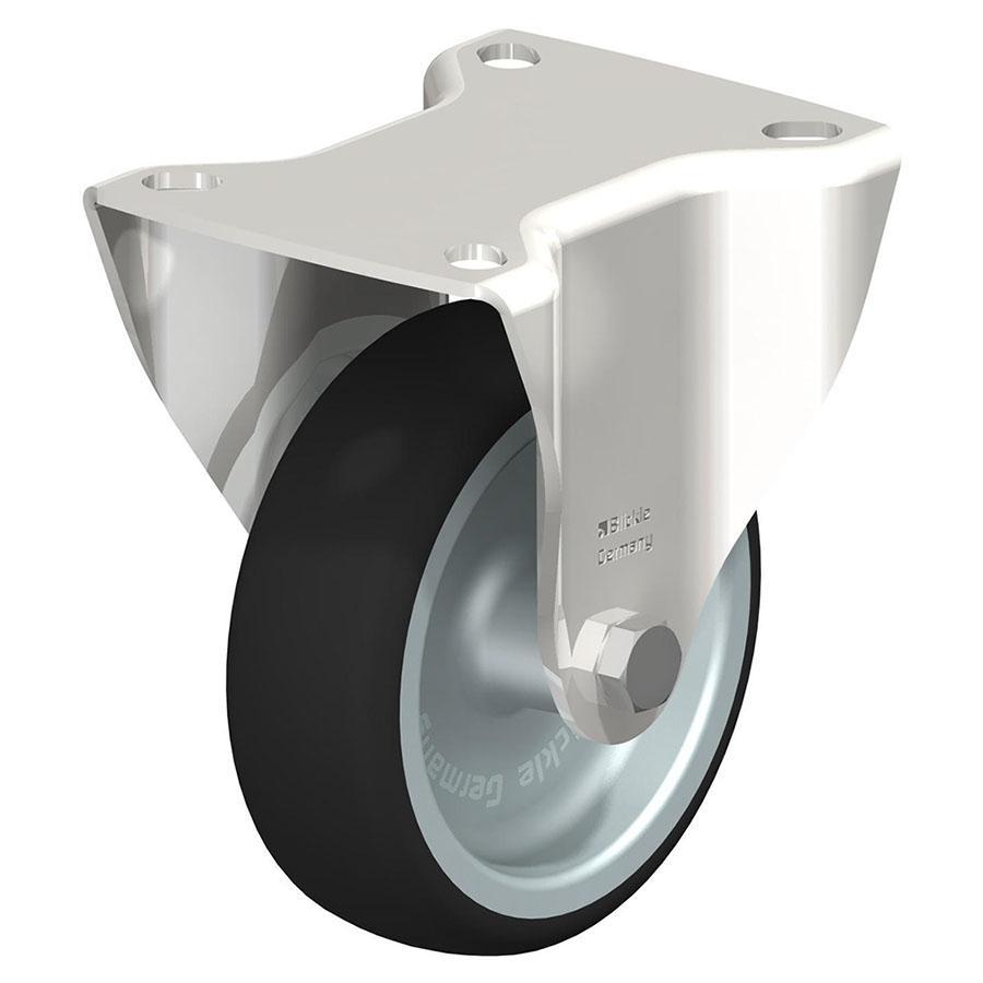 BX - Rueda fija de acero inoxidable con placa de fijación superior