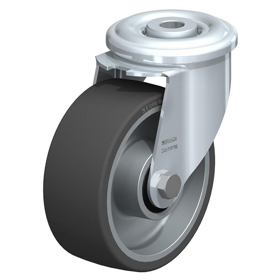 LIR - Rueda giratoria de acero prensado resistente al calor con orificio para perno