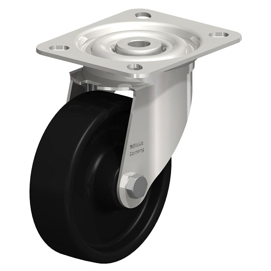 LIX - Rueda giratoria de acero inoxidable resistente al calor con placa de fijación superior