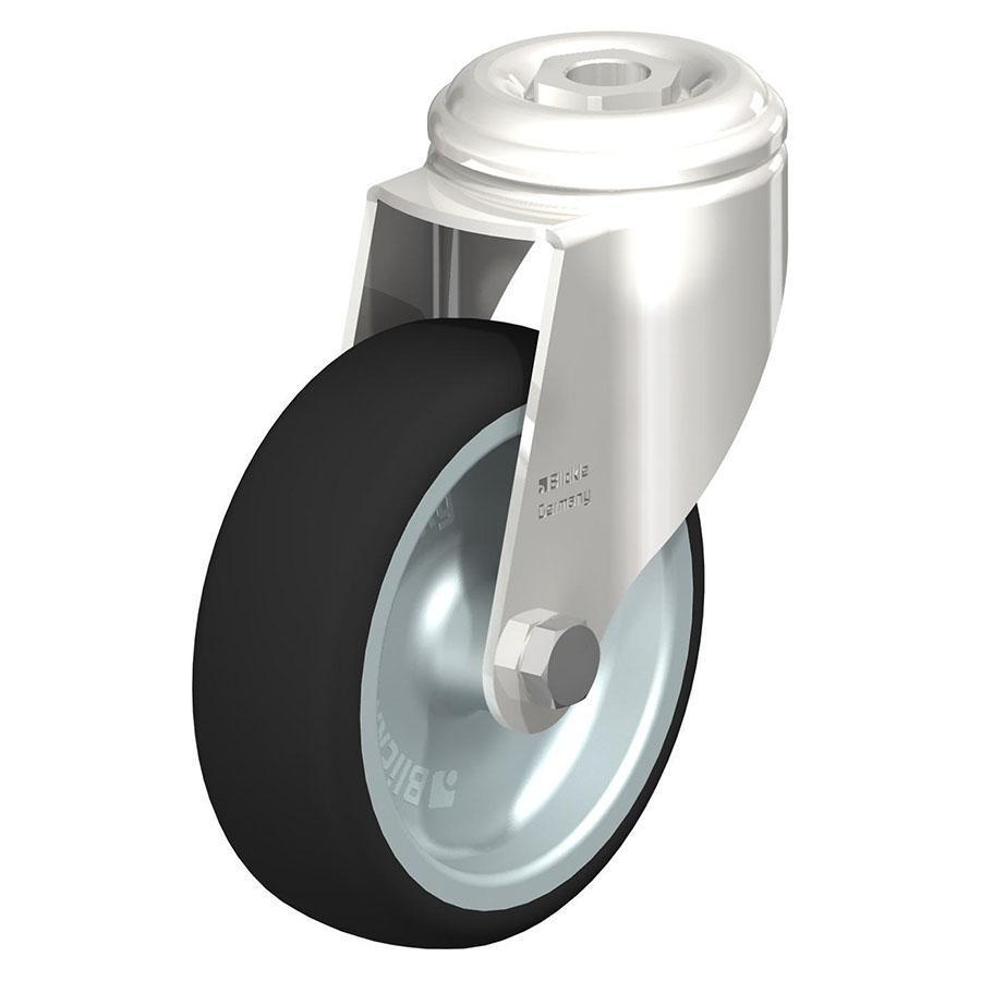 LKRXA - Rueda giratoria de acero inoxidable para trabajos livianos con orificio para perno