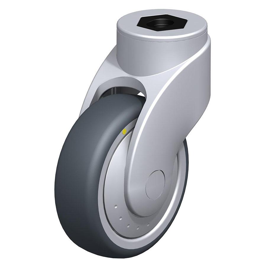 LWGE - Rueda giratoria de material sintético Blickle WAVE con orificio para perno