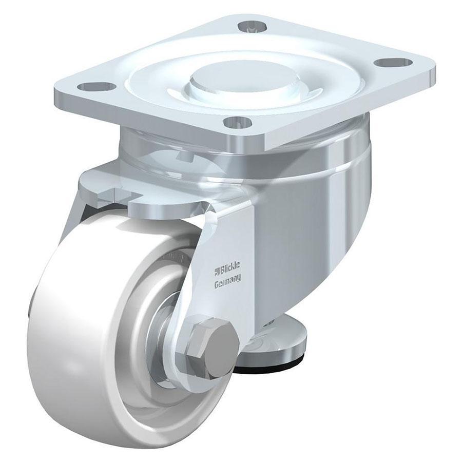 HRLH - Rueda niveladora con bloqueo de carro integrado y fijación de placa superior