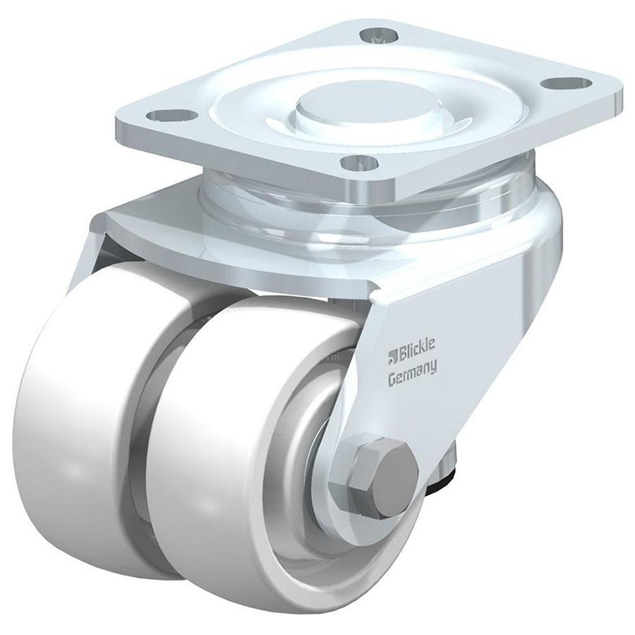 HRLHD - Rueda niveladora con bloqueo de carro integrado y fijación de placa superior