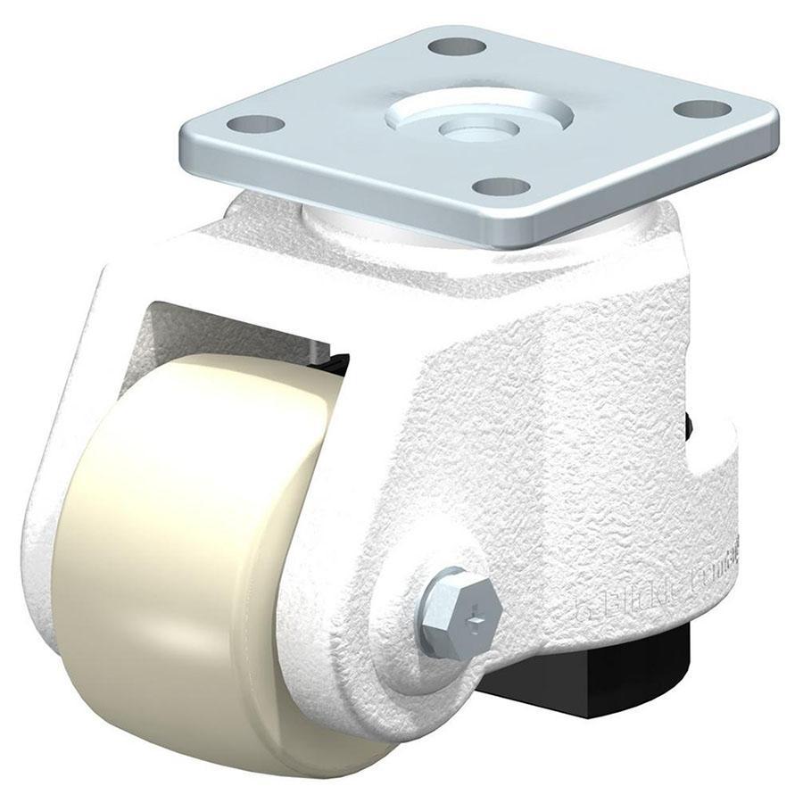 HRSP - Rueda niveladora con bloqueo de carro integrado y fijación de placa superior