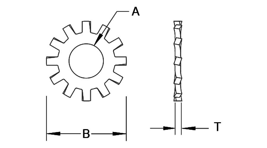 Arandelas de seguridad con dientes externos